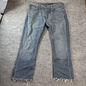 Levis 527 Jeans Mens 36x28 Blue Medium Wash Slim Bootcut Distressed Denim